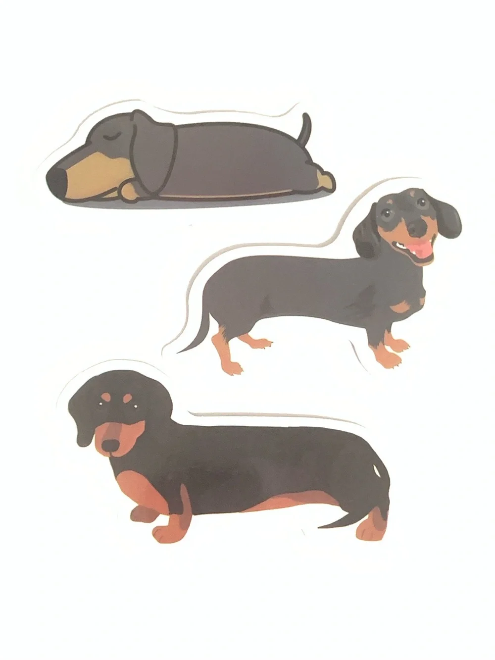 Dachshund Vinyl Sticker Set - Black & Tan -